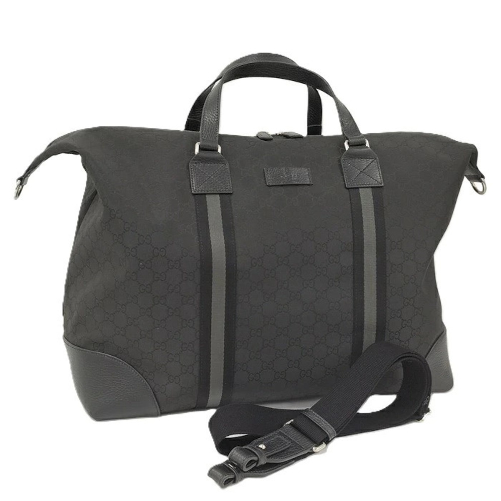 Gucci GG monogram duffle bag black leather